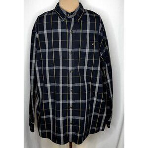 C.E. Schmidt Workwear Men's Plaid Button-Up Shirt XL Blue White Yellow Heavy